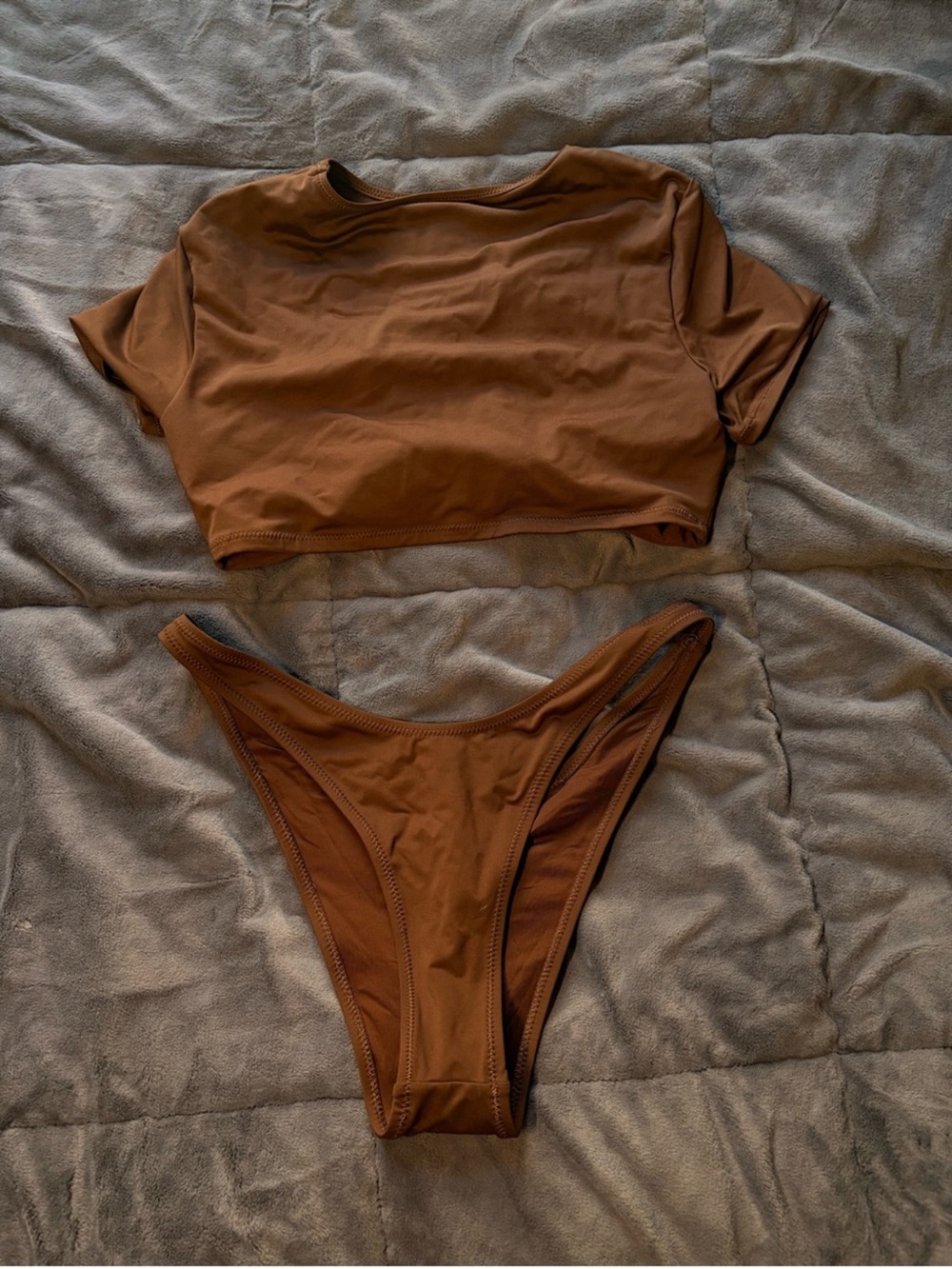 SKIMS Brown Three-Piece Bikini Set - Picture 9 of 9